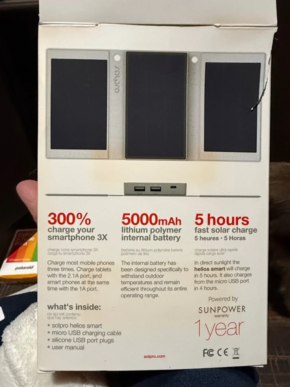 Helios Smart Solar-Powered Travel Charger - Gray